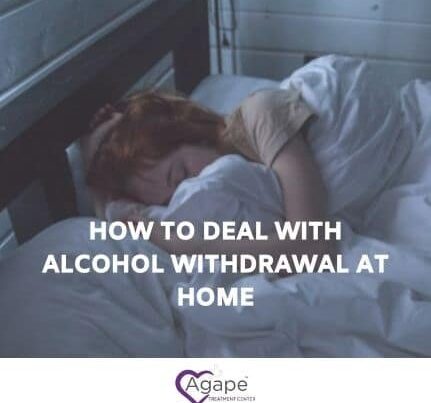 Person lying in bed under white blanket, text overlay about alcohol withdrawal.
