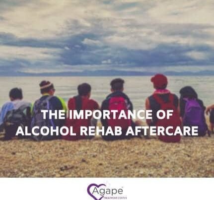 Group of people sitting on beach facing ocean with text 'The Importance of Alcohol Rehab Aftercare'