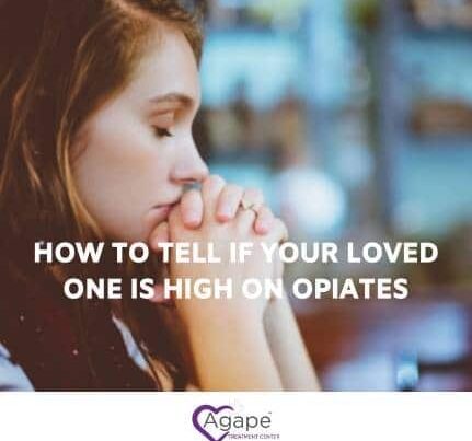 Person with long hair praying, text overlay How to tell if your loved one is high on opiates.
