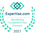 Badge of Expertise.com, teal wreath with text Best Moving Companies in San Francisco 2021.